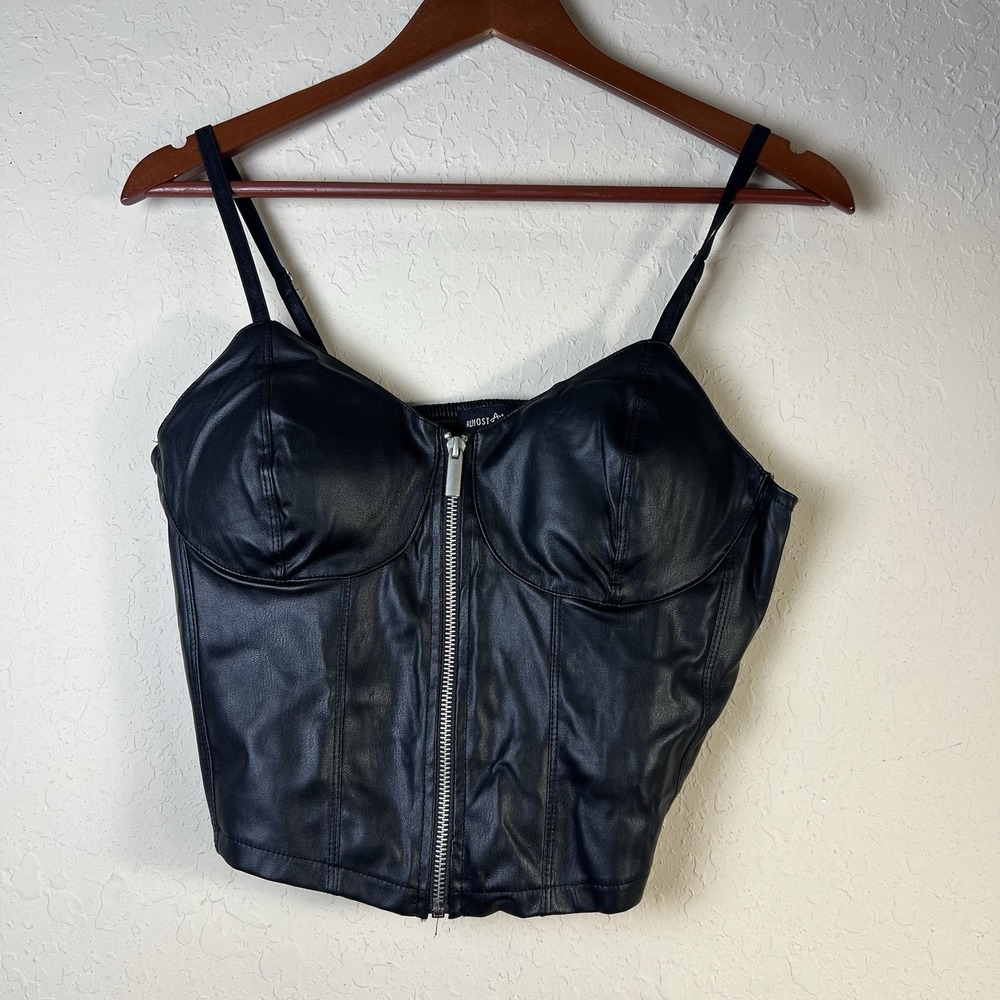 Vintage Y2K Almost Famous Faux Leather Corset Goth Punk‎ Sexy  Size L Festival